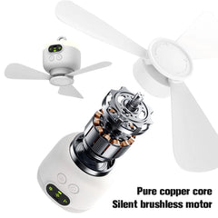 Portable Wireless Ceiling Fan Light Rechargeable Camping Fan