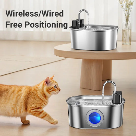 Stainless Steel Cat Water Fountain Wireless Sensor Smart Automatic