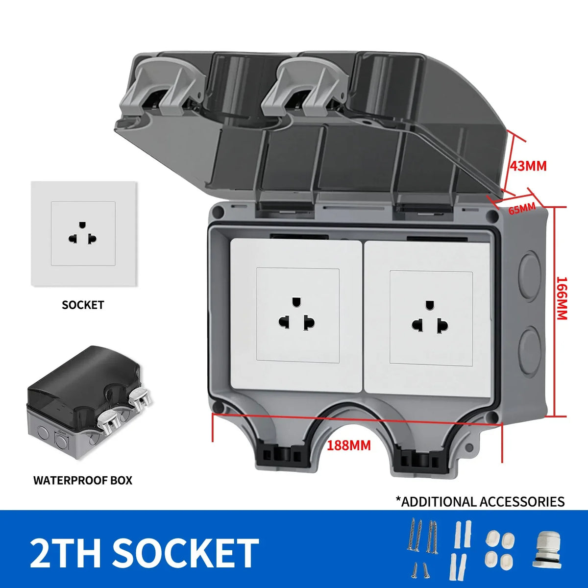 EU Socket IP66 Weather Dustproof Outdoor Plug Wall Socket Outlet