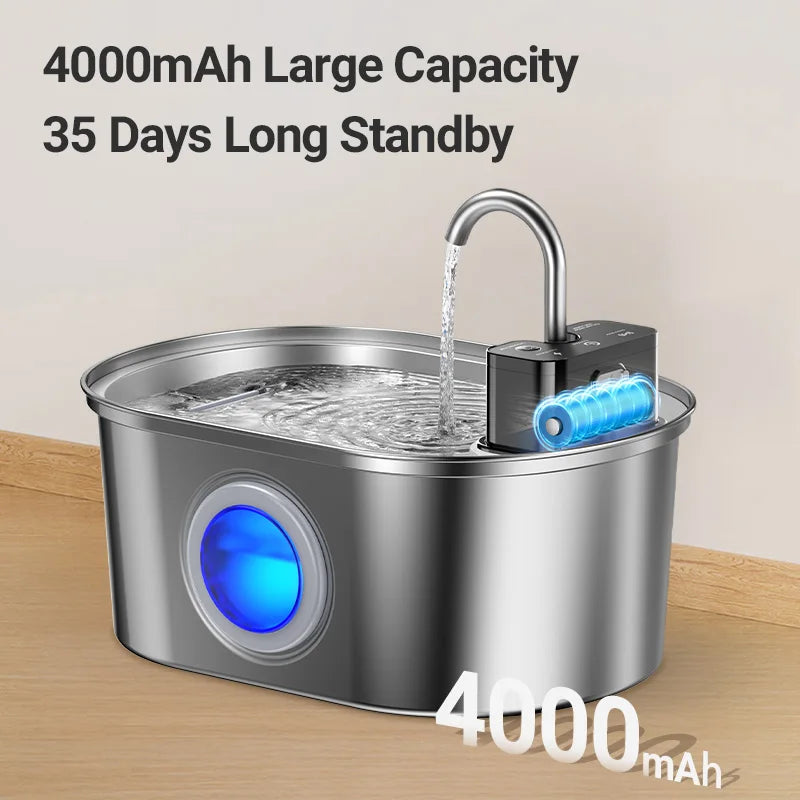 Stainless Steel Cat Water Fountain Wireless Sensor Smart Automatic