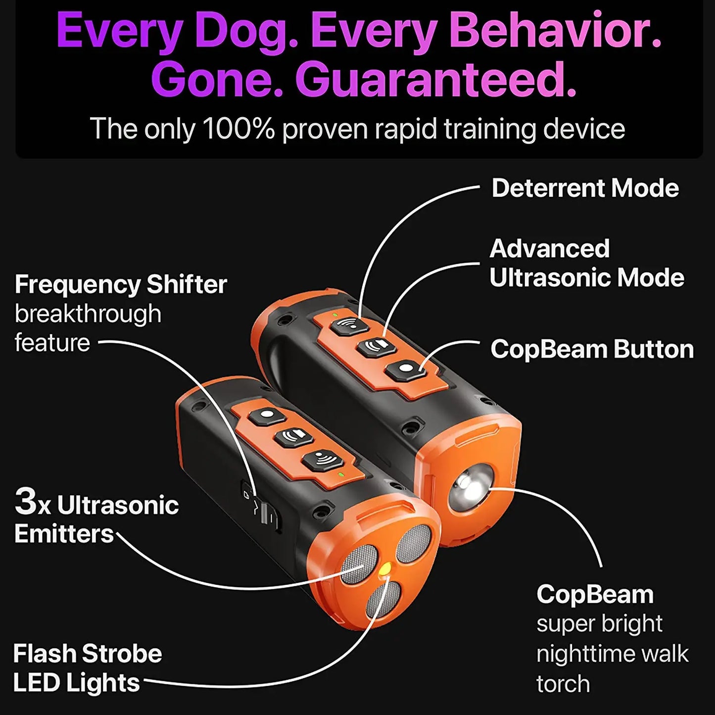 Pet Dog Repeller Ultrasonic Dog Training Device Rechargeable