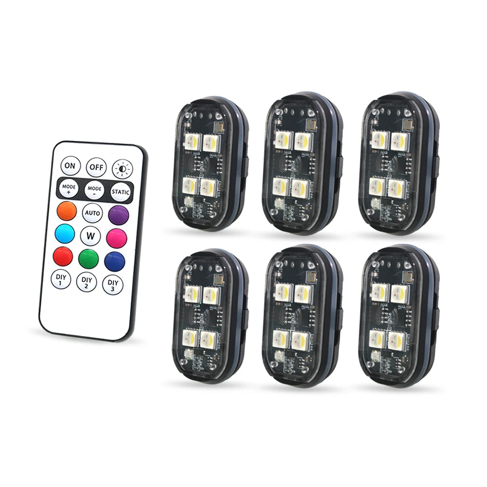 2/4pcs Wireless LED Strobe Lights Car Decor Atmosphere Light, 8 Colors