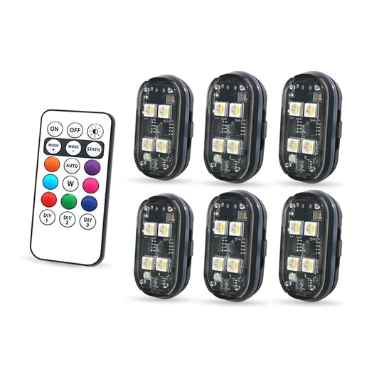 2/4pcs Wireless LED Strobe Lights Car Decor Atmosphere Light, 8 Colors