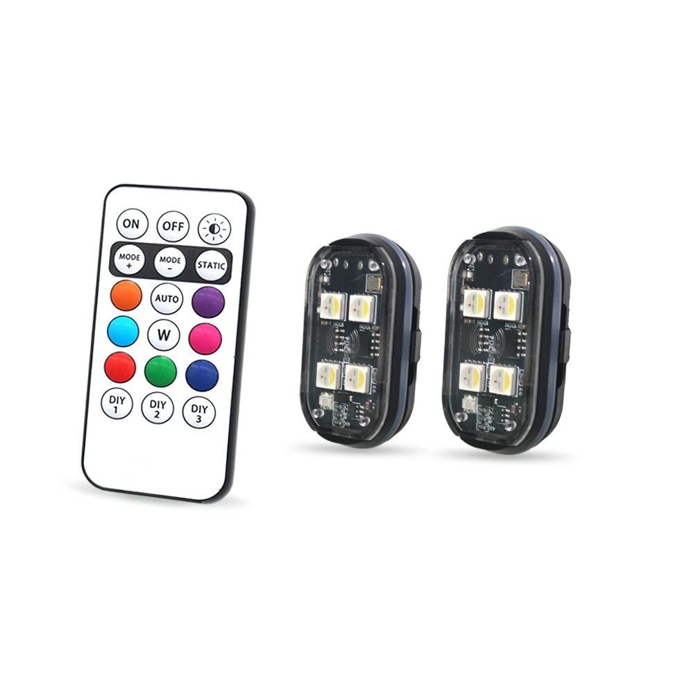 2/4pcs Wireless LED Strobe Lights Car Decor Atmosphere Light, 8 Colors