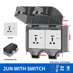 EU Socket IP66 Weather Dustproof Outdoor Plug Wall Socket Outlet