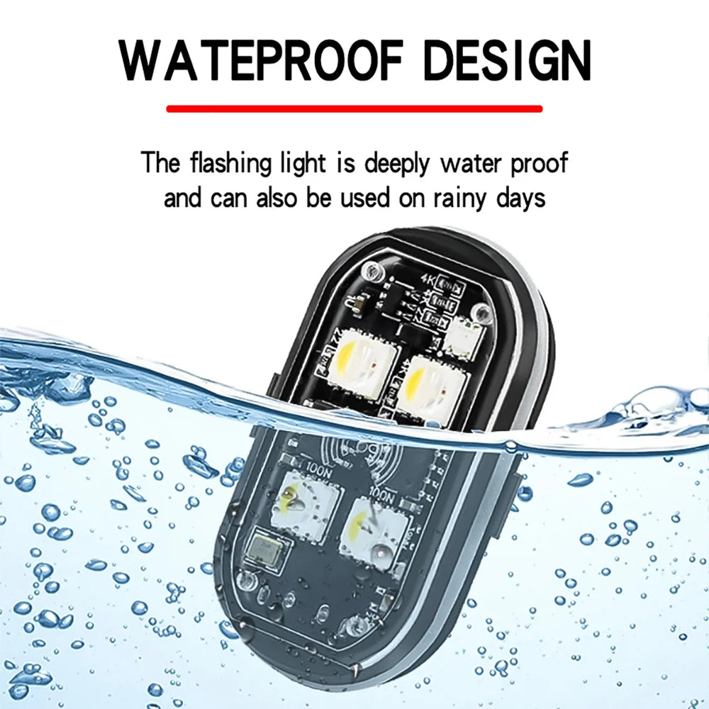 2/4pcs Wireless LED Strobe Lights Car Decor Atmosphere Light, 8 Colors