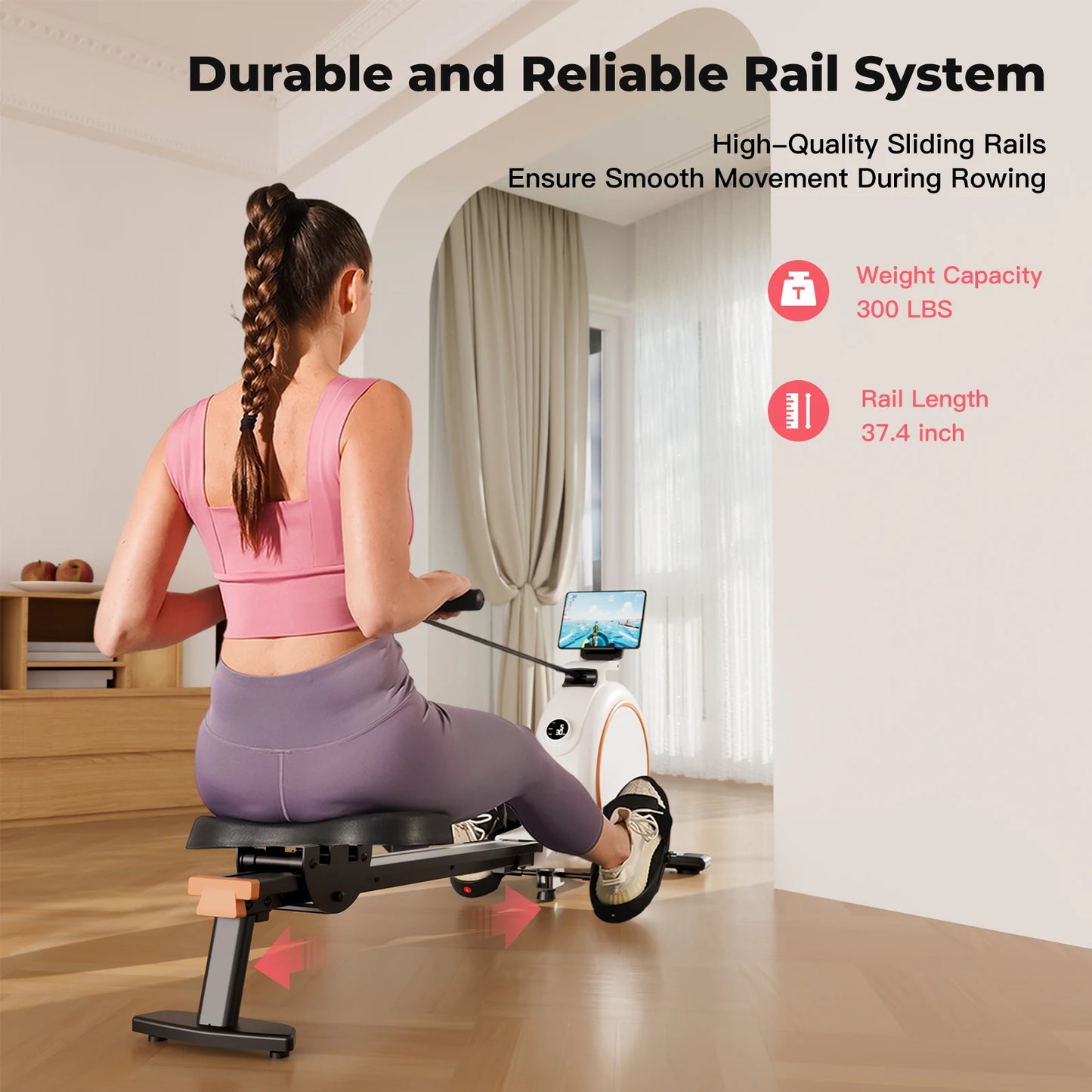 Home Rowing Machine 32Level Adjustable Resistance 300LBS Trainer Row Machine