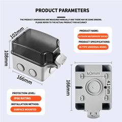 EU Socket IP66 Weather Dustproof Outdoor Plug Wall Socket Outlet