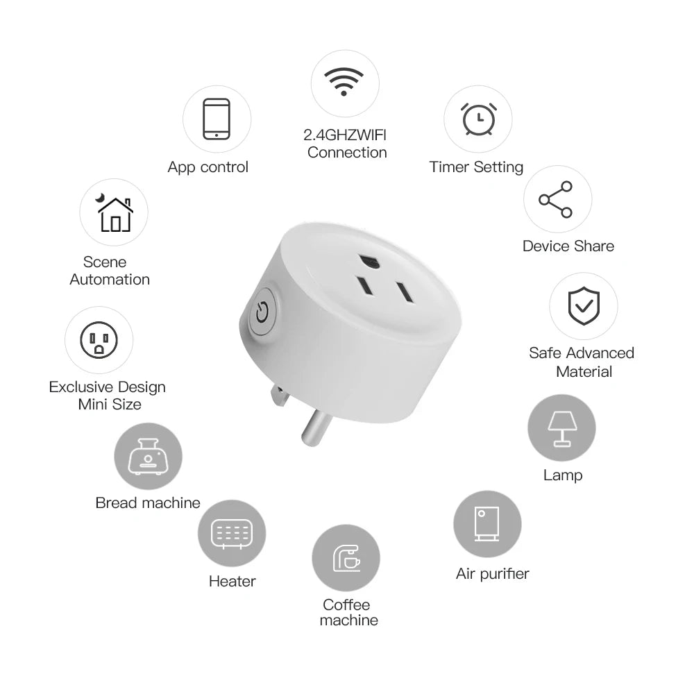 Wifi Smart Plug USA Socket Wireless Switch Smart Home App Scene Linkage