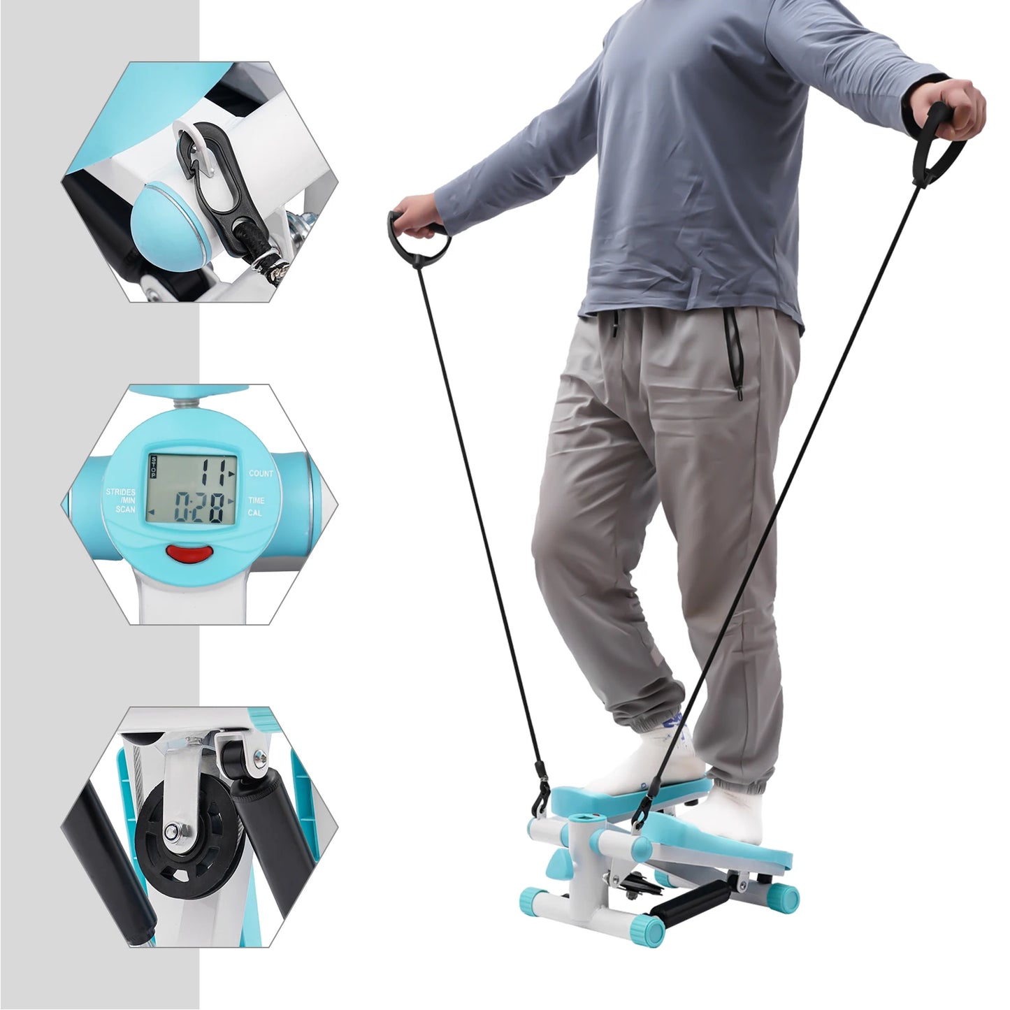 Blue/Pink Portable Fitness Stepper Fitness Mini Stepper for Home Office Workout