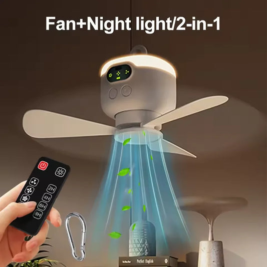 Portable Wireless Ceiling Fan Light Rechargeable Camping Fan