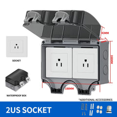 EU Socket IP66 Weather Dustproof Outdoor Plug Wall Socket Outlet