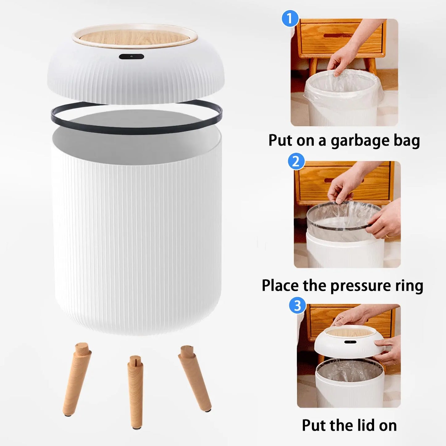 Automatic Trash Can with Lid,  Small Plastic Smart Trash Can