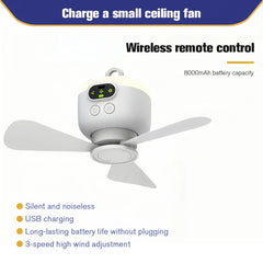 Portable Wireless Ceiling Fan Light Rechargeable Camping Fan