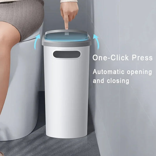Large Capacity Silent Closed Plastic Bathroom Garbage Bin