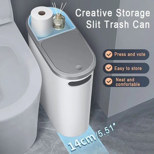 Large Capacity Silent Closed Plastic Bathroom Garbage Bin